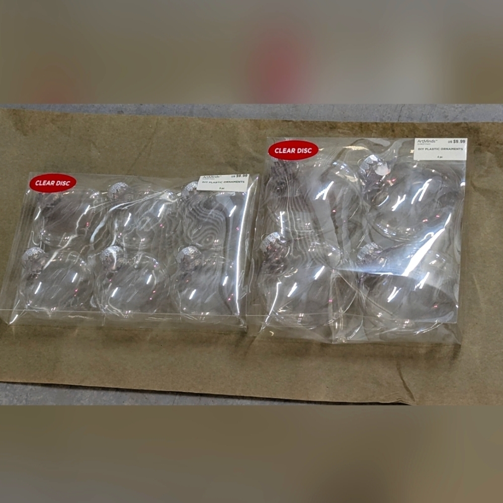 NEW Ten Clear Disc Craft Ornament Bulb Thick Plastic Personalize Customization